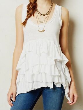 Anthropologie Petticoat Ruffle Tank by Meadow Rue Medium in White